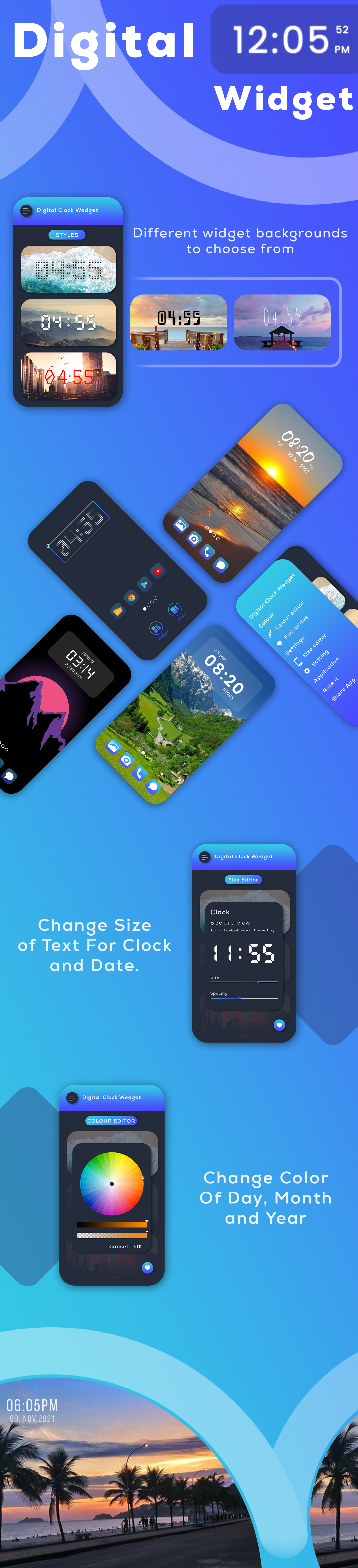 Digital Clock Widget - Seven Time - Resizable Clock - DIGI Clock Widget - Widget Clock Android App